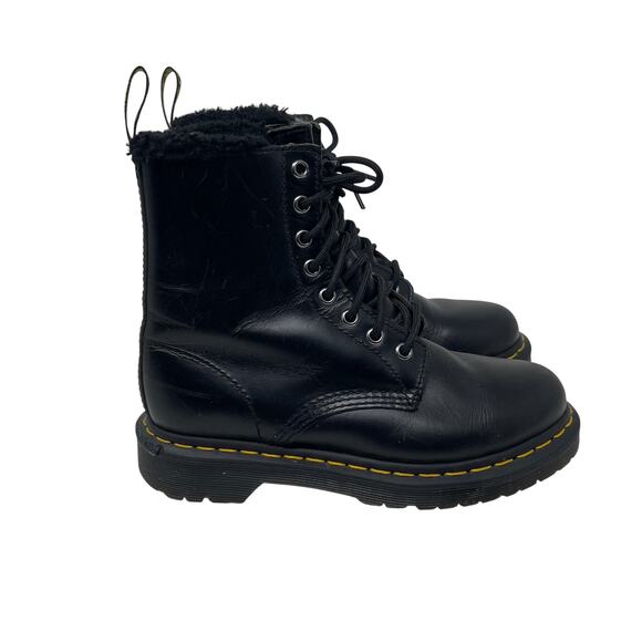 Women's Dr. Martens 1460 Serena Faux Fur Lined Lace Up Boots - Black - Size 6 - Picture 2 of 9